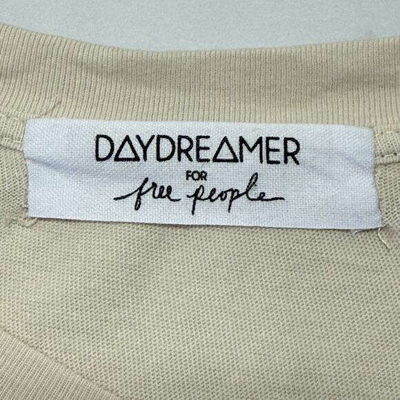 Daydreamer Free People Rolling Stones ‘89 Long T-shirt Dress Size S Cream Slit - Picture 7 of 10